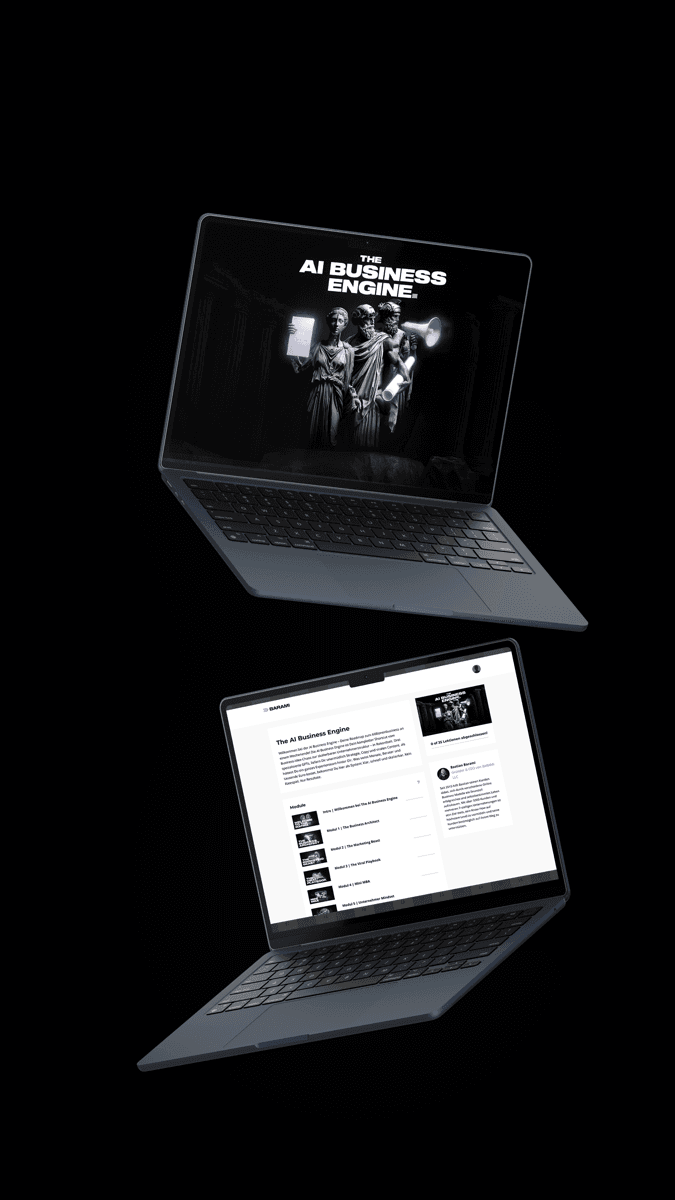 The AI Business Engine auf zwei MacBooks